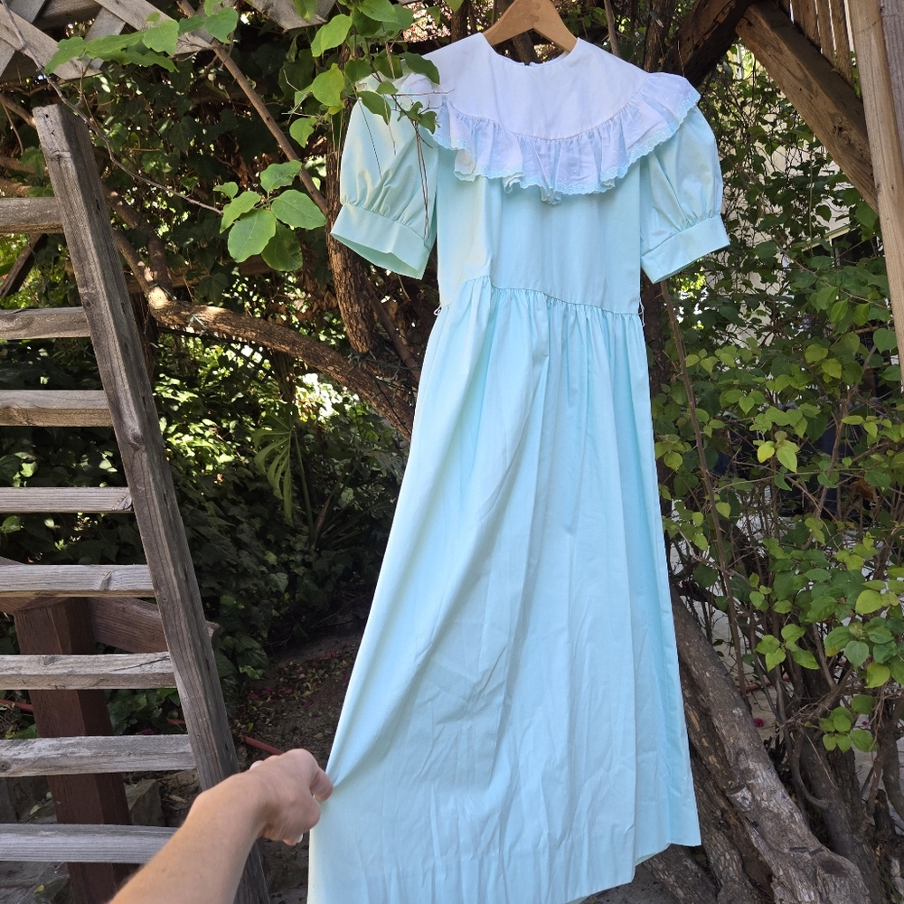 Vintage Pastel Puff Sleeve Dress XS